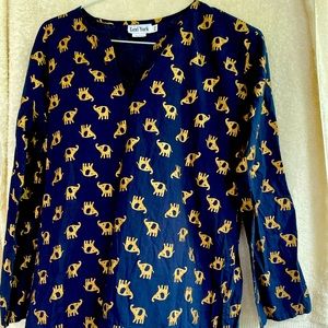 Lexi York with Gold Elephant print Tunic